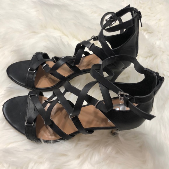 Dolce Vita Black leather heels sz 10 ankle strap - Picture 2 of 7